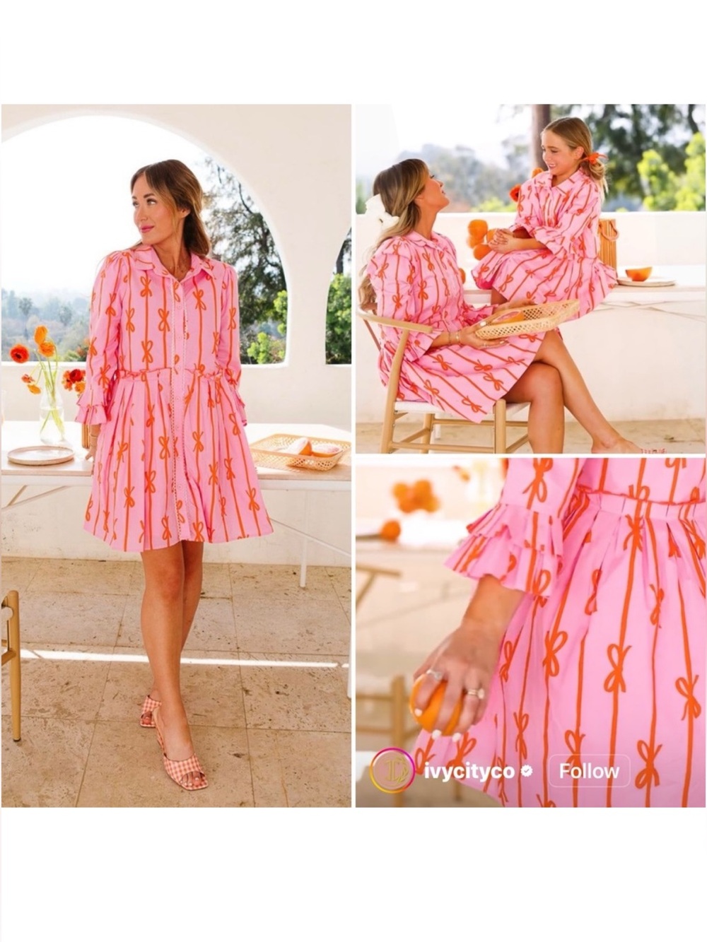 IVY CITY CO Women’s 5X Bowie Dress Pink with Orange Bows NWT *Read